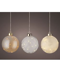 Lumineo Globo Natalizio Luminoso in Vetro con 10 Micro-LED - 10cm