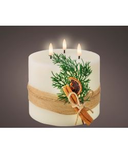 Lumineo Candela LED Beige - Decorazione Foglie - 15cm