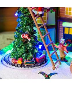 Lumineo Casa Babbo Natale - LED Multicolore e Musica 16x19x22 cm