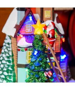 Lumineo Casa Babbo Natale - LED Multicolore e Musica 16x19x22 cm