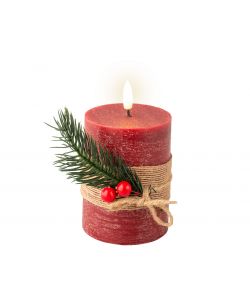 Lumineo Candela Wick Rossa - Luce Calda LED - 7,5x13 cm