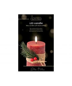 Lumineo Candela Wick Rossa - Luce Calda LED - 7,5x13 cm