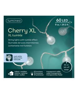 Lumineo Catena Luminosa di Natale 60 LED Cherry XL Bianco Freddo - 9 m