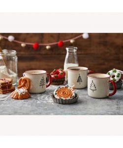 Kitchen Goods Tazzina in Porcellana con Decoro Natalizio - 12x9x8,2 cm