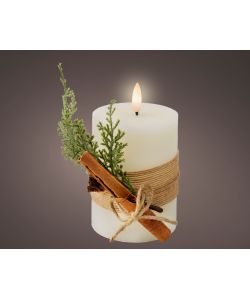 Lumineo Portacandela LED Beige - Timer e Effetto Fiamma - 7,5x13cm