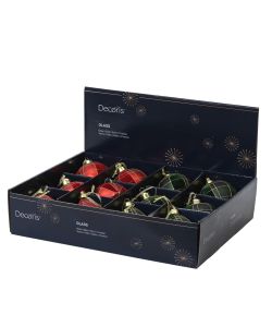 Decoris Sfera di Natale in Vetro Effetto Velluto con Glitter Oro - 8cm