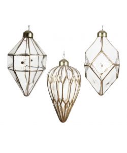 Sfera Trasparente Decorazione Natale diam. 6 cm in Vetro con Linee Dorate