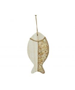 Decoro Pesce In legno e pietre.