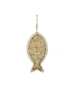 Decoro Pesce In legno e pietre.