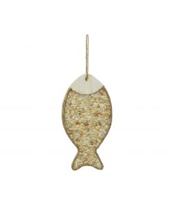 Decoro Pesce In legno e pietre.