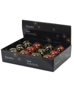 Decoris Sfera Natalizia in Vetro Trasparente con Righe Glitter - 8 cm