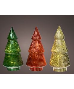 Lumineo Albero Luminoso in Vetro - 10 LED - Colori Assortiti - 11x23cm