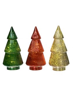 Lumineo Albero Luminoso in Vetro - 10 LED - Colori Assortiti - 11x23cm