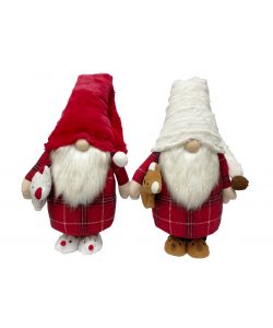 Decoris Gnomo Natalizio - Poliestere Rosso e Bianco - 30x17x92 cm
