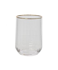 Kitchen Goods Bicchiere Natalizio in Vetro - Bordo Dorato - 8x11 cm