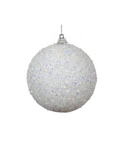 Decoris Pallina Natale Foam Paillettes Bianco 8 cm per Decorazioni