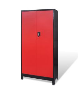  Armadio Portautensili con Cassetti 90x40x180 cm Rosso e Nero