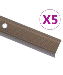 Profili a L per Gradini 5 pz in Alluminio 100 cm Marrone