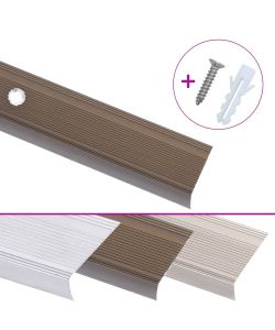 Profili a L per Gradini 5 pz in Alluminio 100 cm Marrone