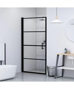 Porta per Doccia in Vetro Temperato 100x178 cm Nera