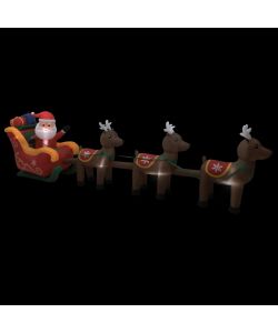 Decorazione Babbo Natale Gonfiabile con Renne LED 490 cm