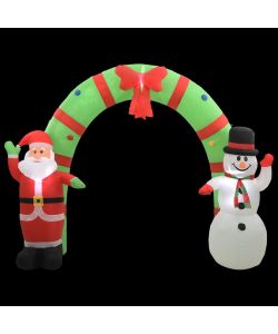 Arco con Babbo Natale Gonfiabile e Pupazzo di Neve LED 223 cm