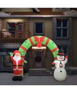Arco con Babbo Natale Gonfiabile e Pupazzo di Neve LED 223 cm