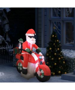 Babbo Natale Gonfiabile sulla Moto LED IP44 160 cm