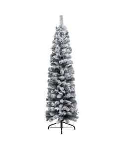 Albero di Natale Artificiale Sottile con Neve Verde 150 cm PVC
