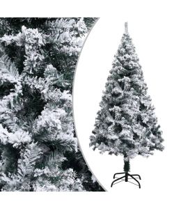 Albero di Natale Artificiale Fiocchi di Neve Verde 150 cm PVC