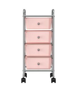  Carrello Portaoggetti Mobile con 4 Cassetti Rosa in Plastica