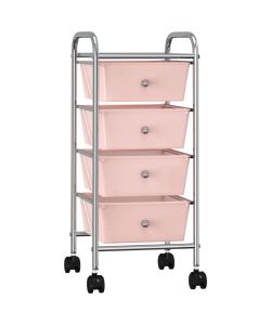  Carrello Portaoggetti Mobile con 4 Cassetti Rosa in Plastica