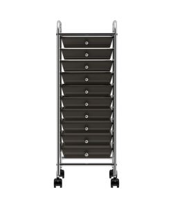  Carrello Portaoggetti Mobile con 10 Cassetti Nero in Plastica