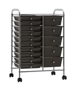  Carrello Portaoggetti XXL con 15 Cassetti Nero in Plastica