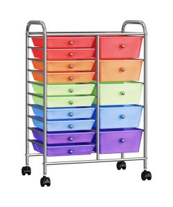  Carrello Portaoggetti XXL 15 Cassetti Multicolore in Plastica
