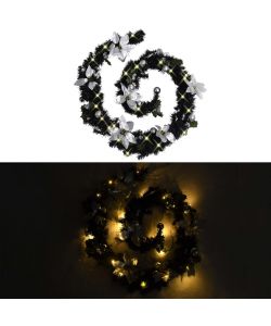 Ghirlanda Natalizia con Luci a LED Nera 2,7 m in PVC