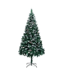 Albero di Natale Artificiale con Pigne e Neve Bianca 210 cm