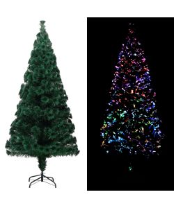 Albero di Natale Artificiale Supporto Verde 150 cm Fibra Ottica