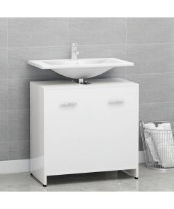 Armadio da Bagno Bianco Lucido 60x33x61 cm in Truciolato