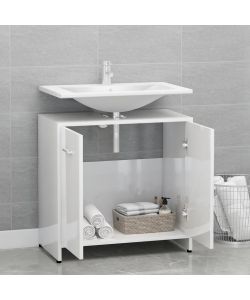 Armadio da Bagno Bianco Lucido 60x33x61 cm in Truciolato