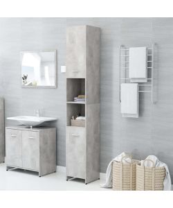 Armadio da Bagno Grigio Cemento 30x30x183,5 cm in Truciolato