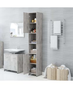 Armadio da Bagno Grigio Cemento 30x30x183,5 cm in Truciolato