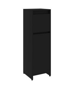 Armadio da Bagno Nero 30x30x95 cm in Truciolato