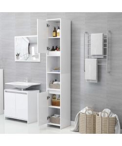 Armadio da Bagno Bianco 30x30x183,5 cm in Truciolato