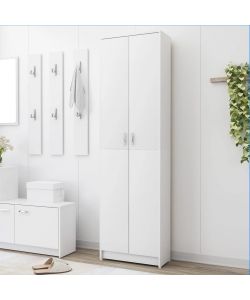 vidaXL Armadio per Ingresso Bianco in Legno Multistrato - 55x25x189 cm