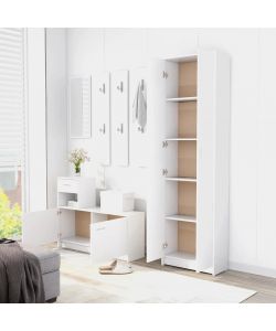 vidaXL Armadio per Ingresso Bianco in Legno Multistrato - 55x25x189 cm
