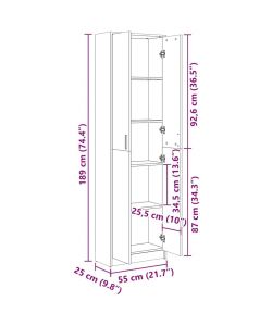 vidaXL Armadio per Ingresso Bianco in Legno Multistrato - 55x25x189 cm