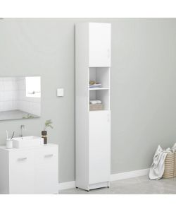 Armadio da Bagno Bianco 32x25,5x190 cm in Legno Multistrato