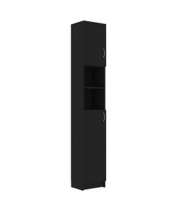 Armadio da Bagno Nero 32x25,5x190 cm in Truciolato