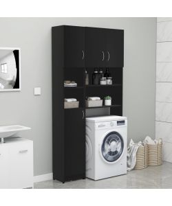 Armadio da Bagno Nero 32x25,5x190 cm in Truciolato